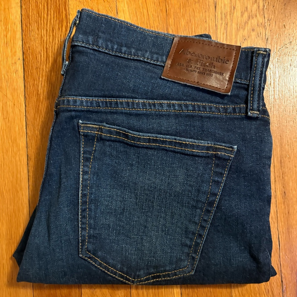 Abercrombie & Fitch Men's Dark Wash Athletic Skinny Stretch Jeans